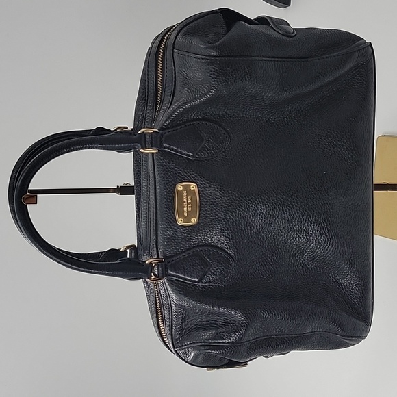 Michael Kors Black Shoulder Bag with Monogram Lining And Gold Accents - Picture 1 of 16